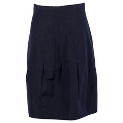 CHANEL midnight blue silk PLEATED Skirt 38 S