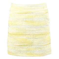 CHANEL yellow & grey cotton blend TWEED MINI Skirt 36 XS