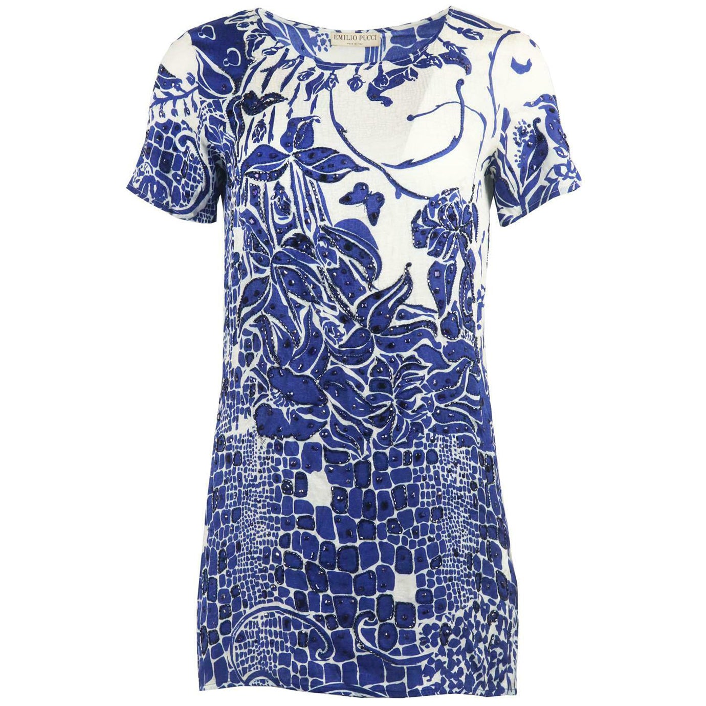 Emilio Pucci Embellished Printed Silk Mini Dress