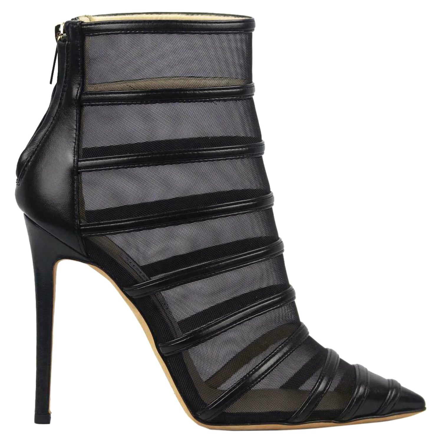 Jimmy Choo Belle Leather Trimmed Mesh Ankle Boots For Sale at 1stDibs