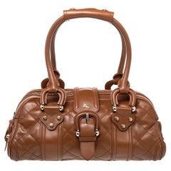 Burberry Brown Quilted Patent Leather Manor Satchel