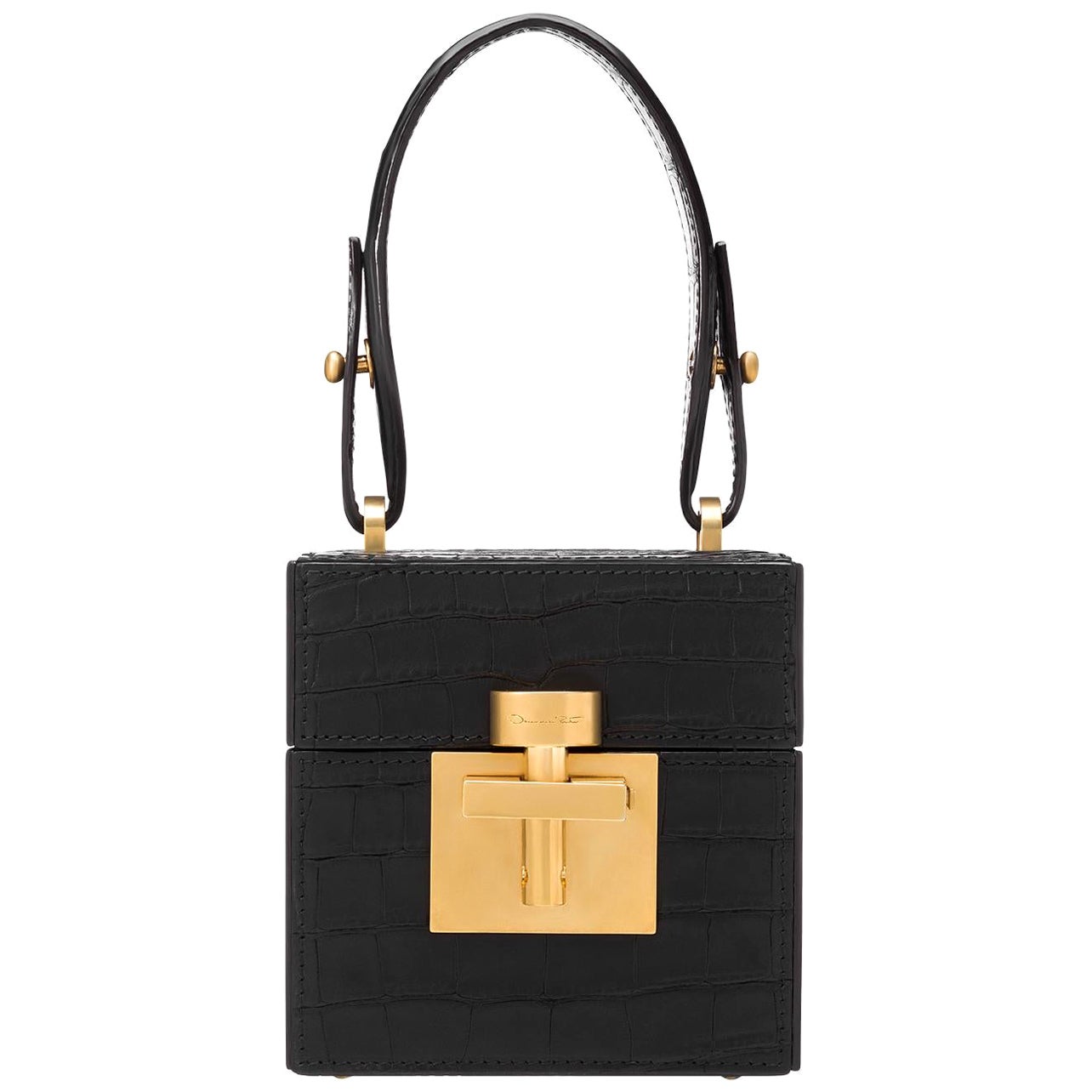 La Renta Black Alligator Alibi Bag 