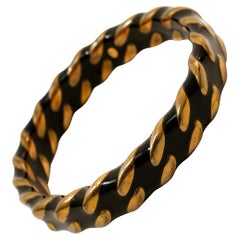 Chanel Black and Gold Bangle Bracelet