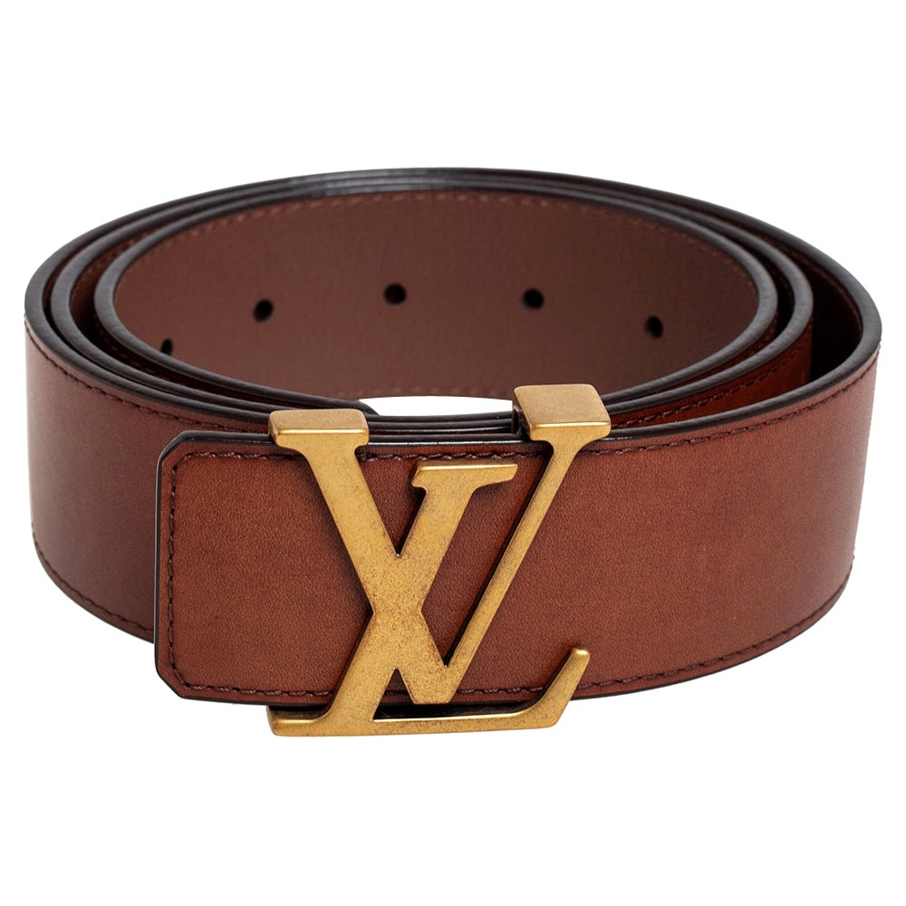 Louis Vuitton Brown Leather LV Initiales Belt 95 CM