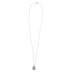 18K White Gold Necklace with Pear Shaped .38 ctw Diamond Pendant. 16.5”