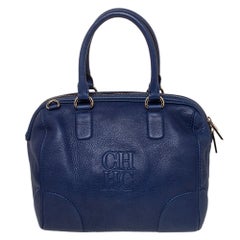 Carolina Herrera Blue Leather Boston Bag