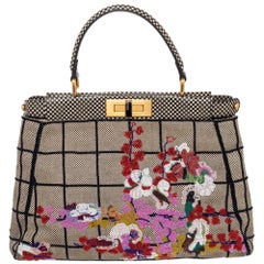 Fendi Multicolor Canvas And Leather Embroidered Peekaboo Top Handle Bag
