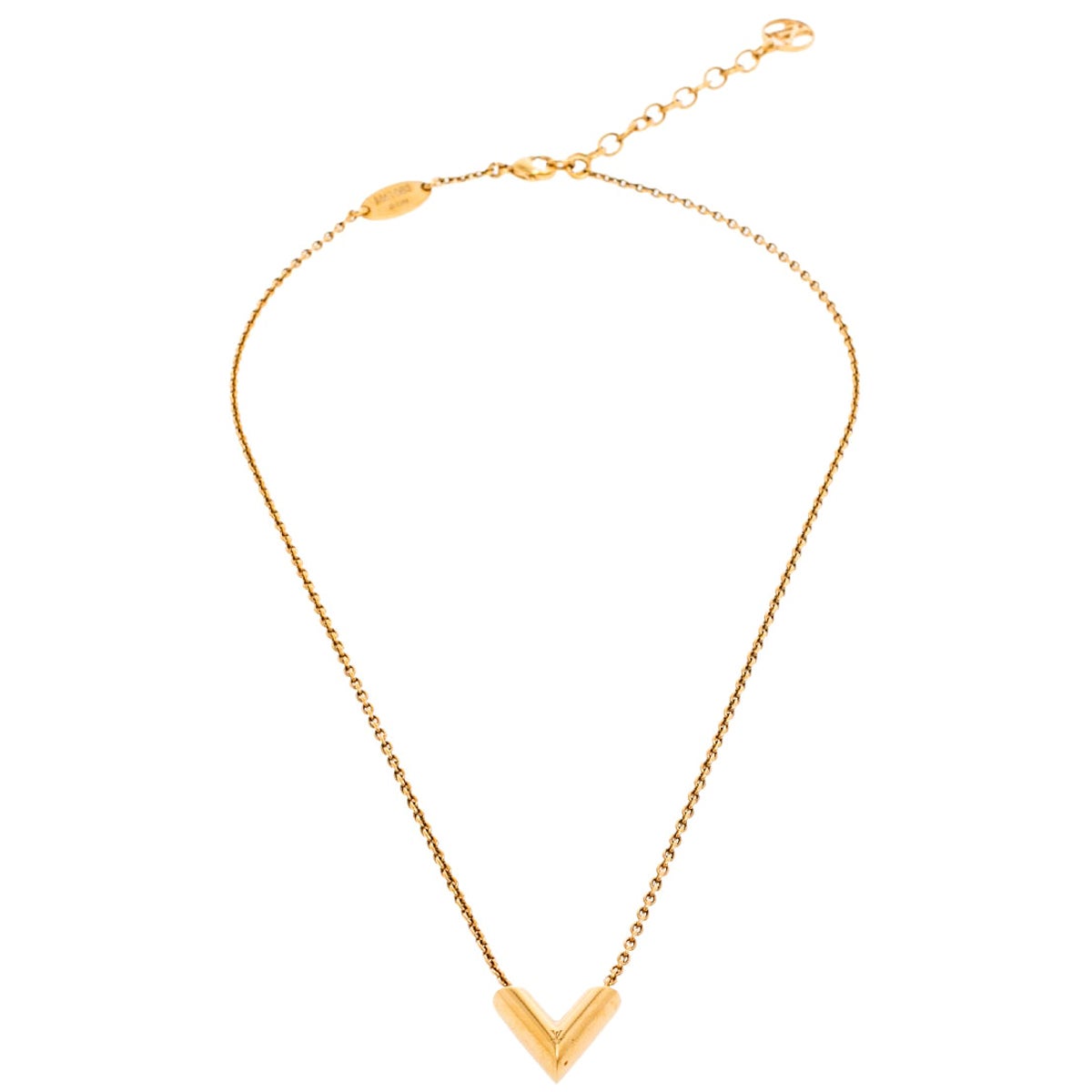 Louis Vuitton Large Essential V Gold Tone Necklace