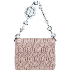 Miu Miu Bubble Gum Matelasse Leather Crystal Crossbody Bag