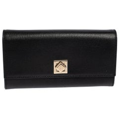 Dior Black Leather Turn Me Dior Continental Wallet