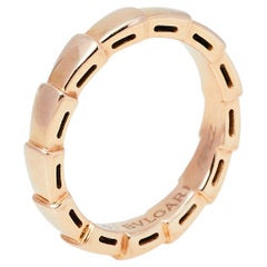 Bvlgari Serpenti Viper 18K Rose Gold Band Ring Size EU 50