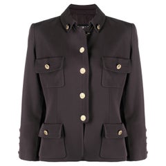 Chanel Brown Wool Military Jacket and Elephant Buttons 