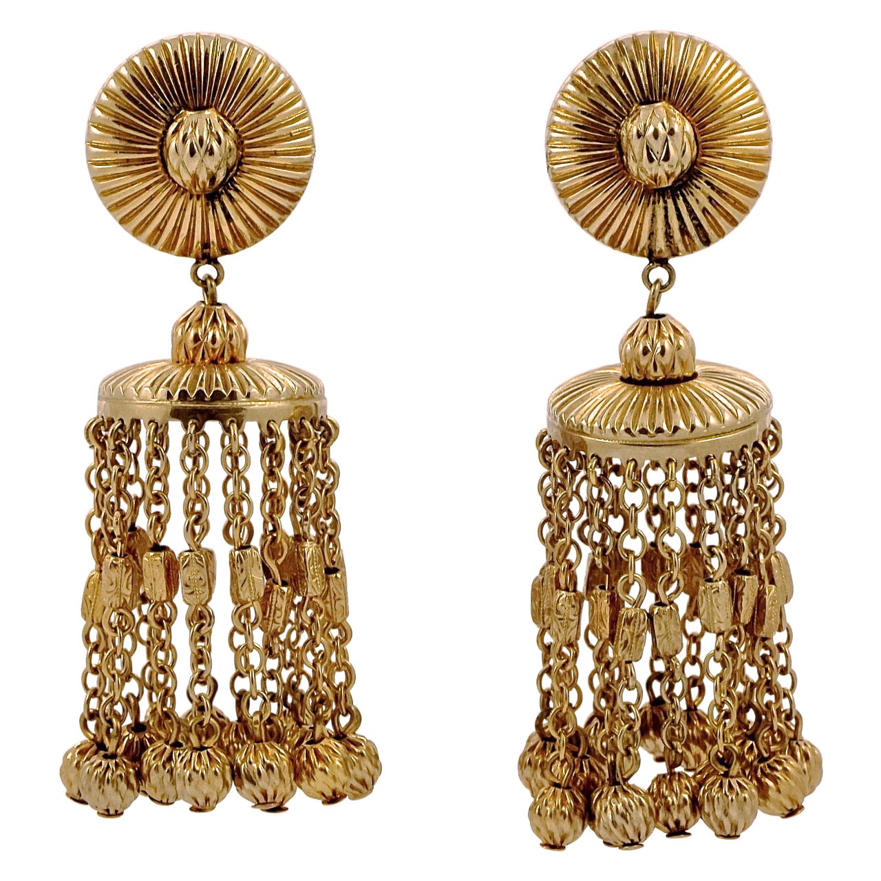 Bartek Gold Tone Chandelier Statement Clip On Earrings For Sale