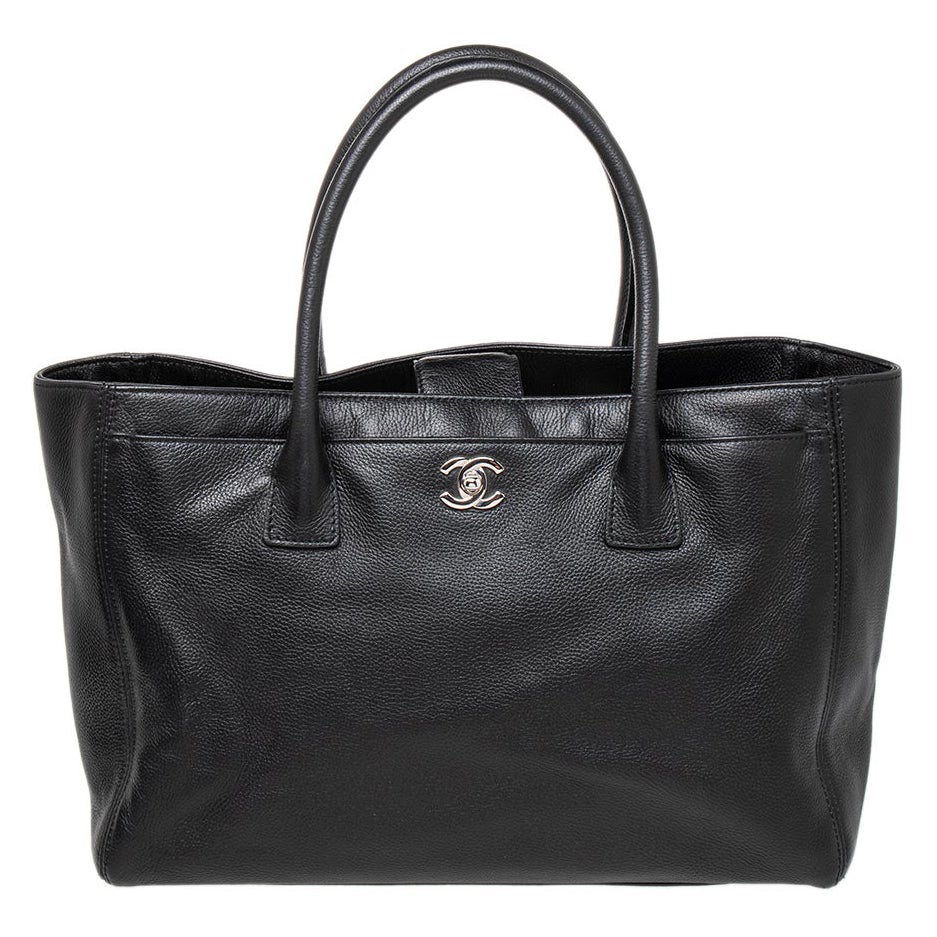 Chanel Black Leather Large Cerf Executive Tote