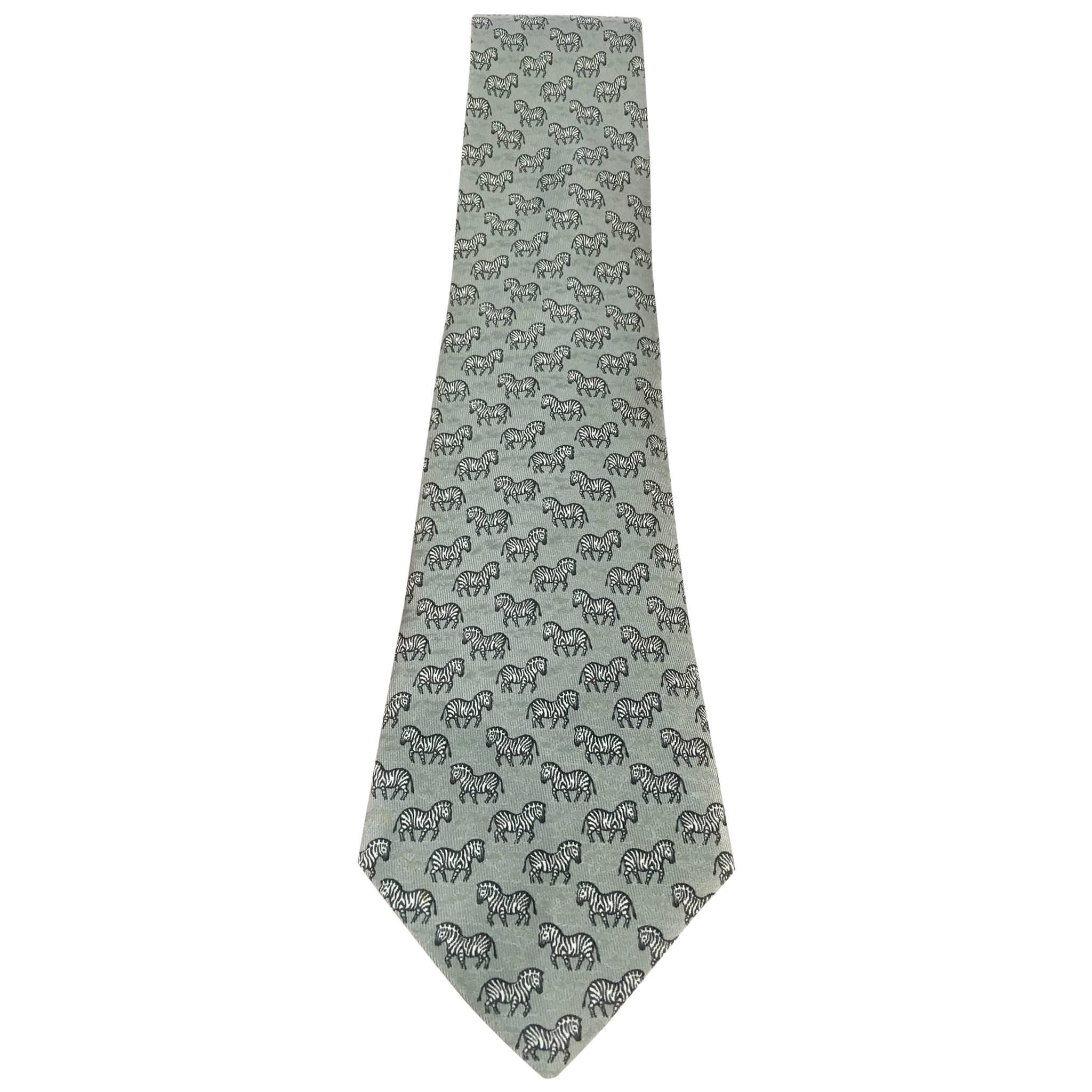 Hermes Tie with Zebra Pattern 7110 OA 