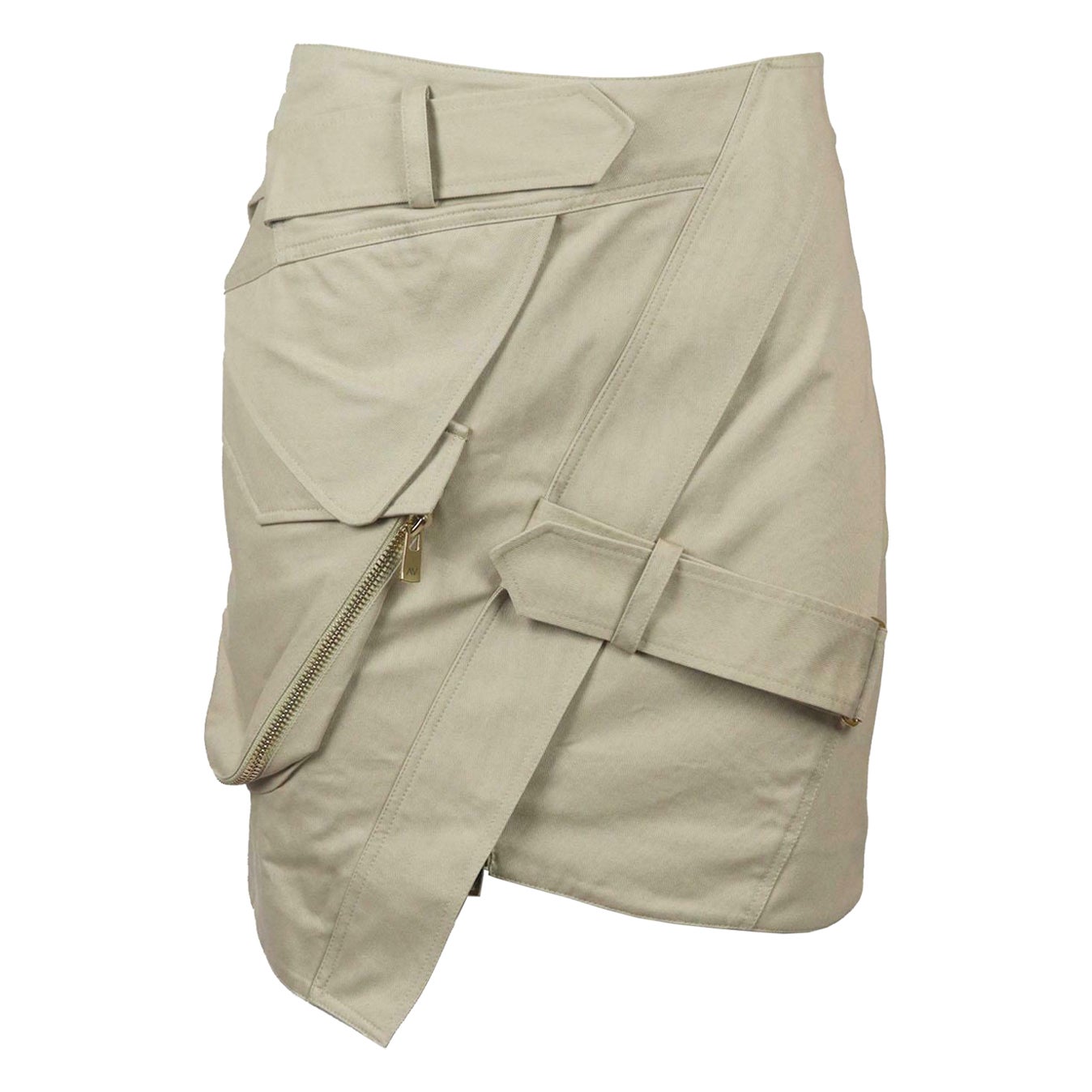 Alexandre Vauthier Asymmetric Wrap Effect Cotton Twill Mini Skirt
