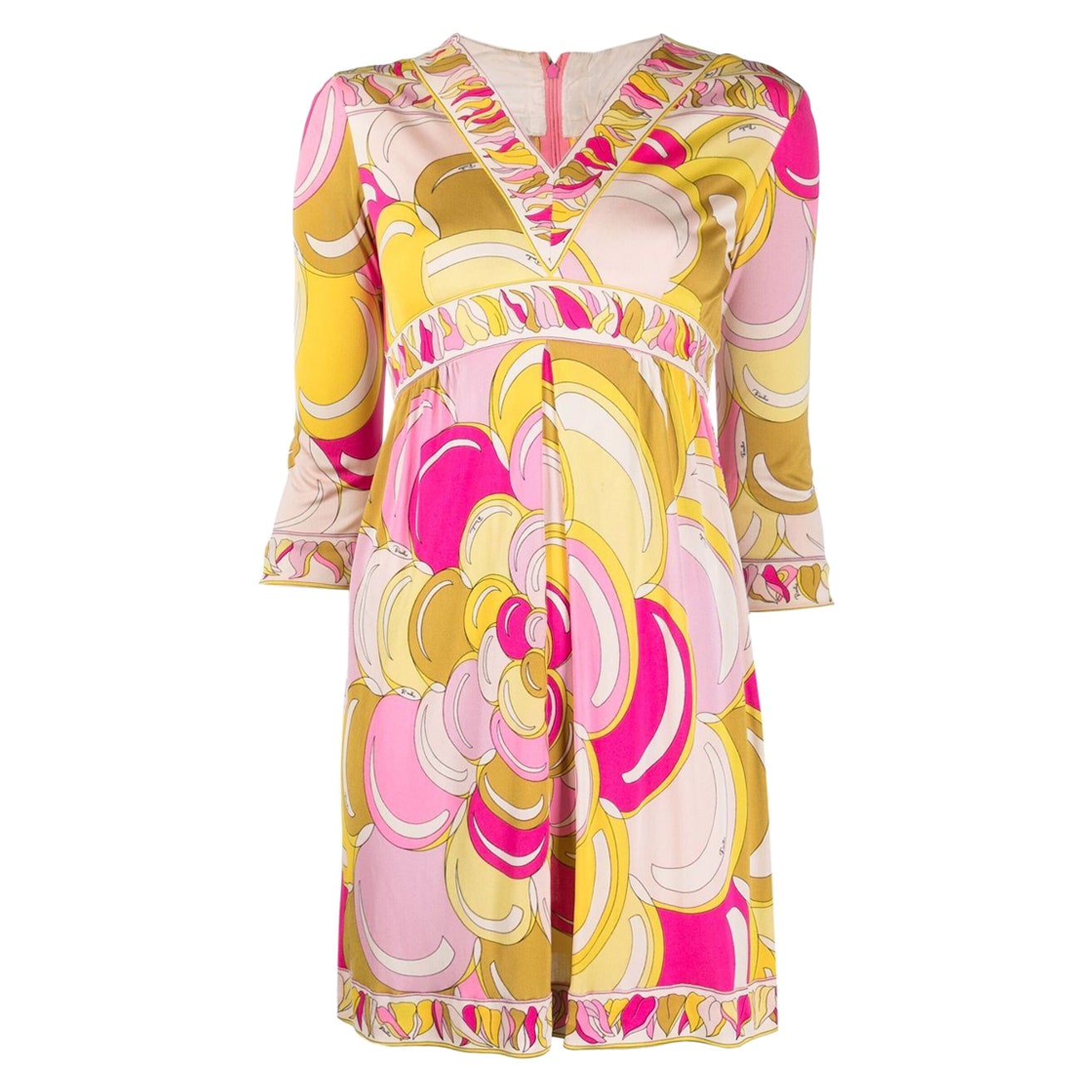 1970s Emilio Pucci Multico Silk Dress For Sale