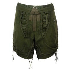 Saint Laurent Lace Up Cotton & Linen Blend Twill Shorts