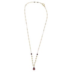 Genuine Garnet, Gold Plated Hematite, 14K Gold Filled Necklace 16”-18”