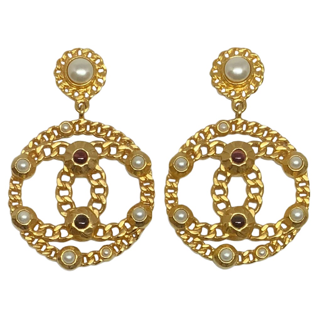 Chanel Resort 2018 Gold Tone CC Chain Drop Earrings