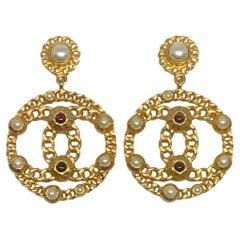 Chanel Resort 2018 Gold Tone CC Chain Drop Earrings