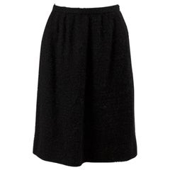 CHANEL black wool blend A-Line Skirt 8 XS