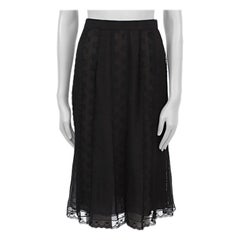 CHANEL black silk LACE A-Line Skirt 38 S