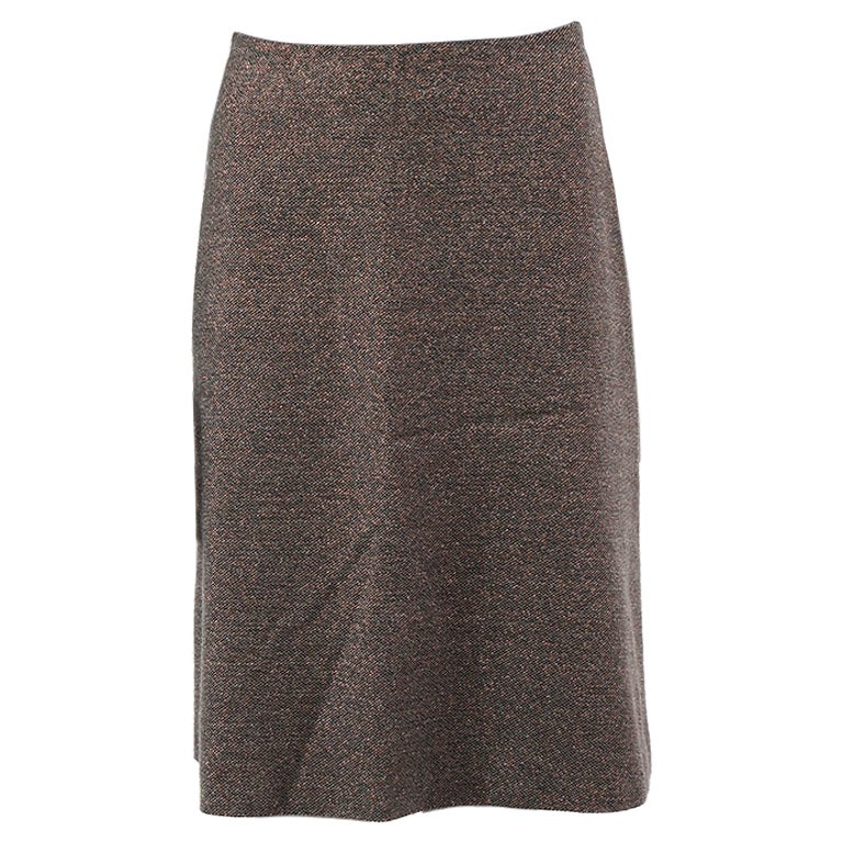 CHANEL grey wool blend LUREX HIGH WAISTED A-LINE Skirt S For Sale