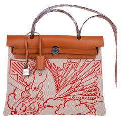 Hermes Herbag Zip Retourne 31 Rose Shocking Berline/ Rouge Sellier Leather  For Sale at 1stDibs