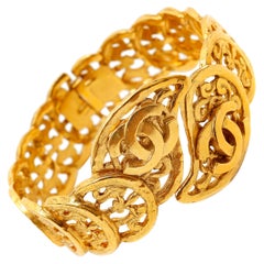 Chanel Gold CC Discs Hinged Bracelet