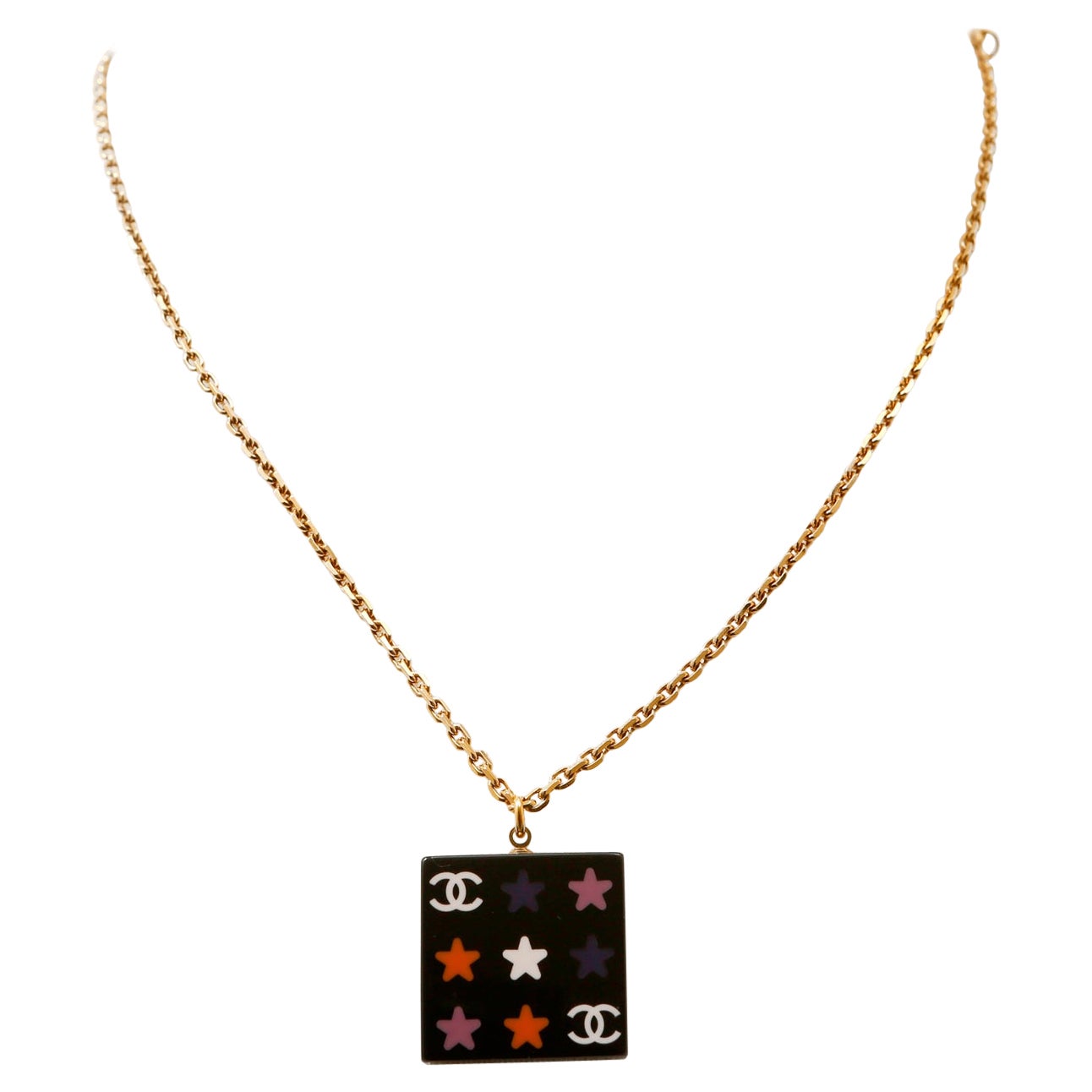 Chanel Black Resin Stars Medallion Necklace