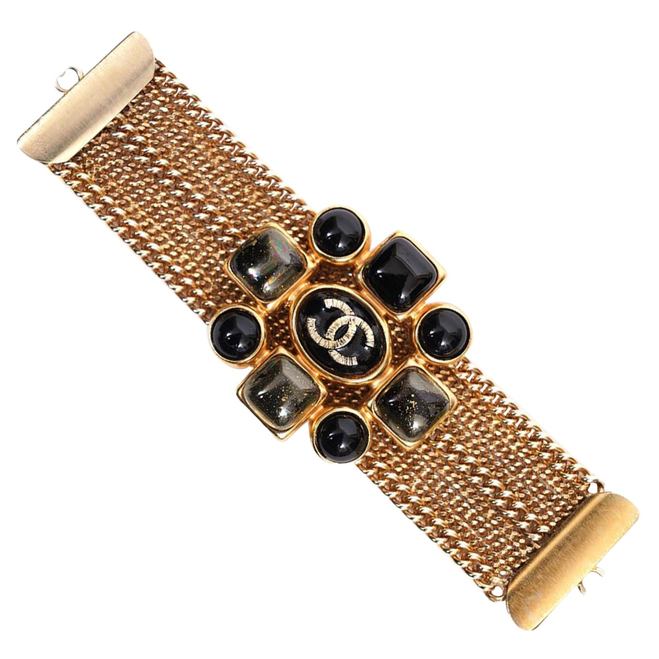 Chanel Bracelet vintage Gripoix à chaîne en forme de croix en verre coulé 2007 en vente