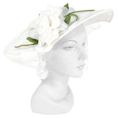Vintage 1950s White Silk Picture Hat