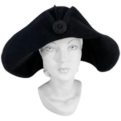 1990s Kokin Black Wide Brimmed Hat