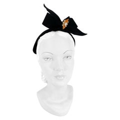 1930s Black Felt Cocktail Hat with Bow