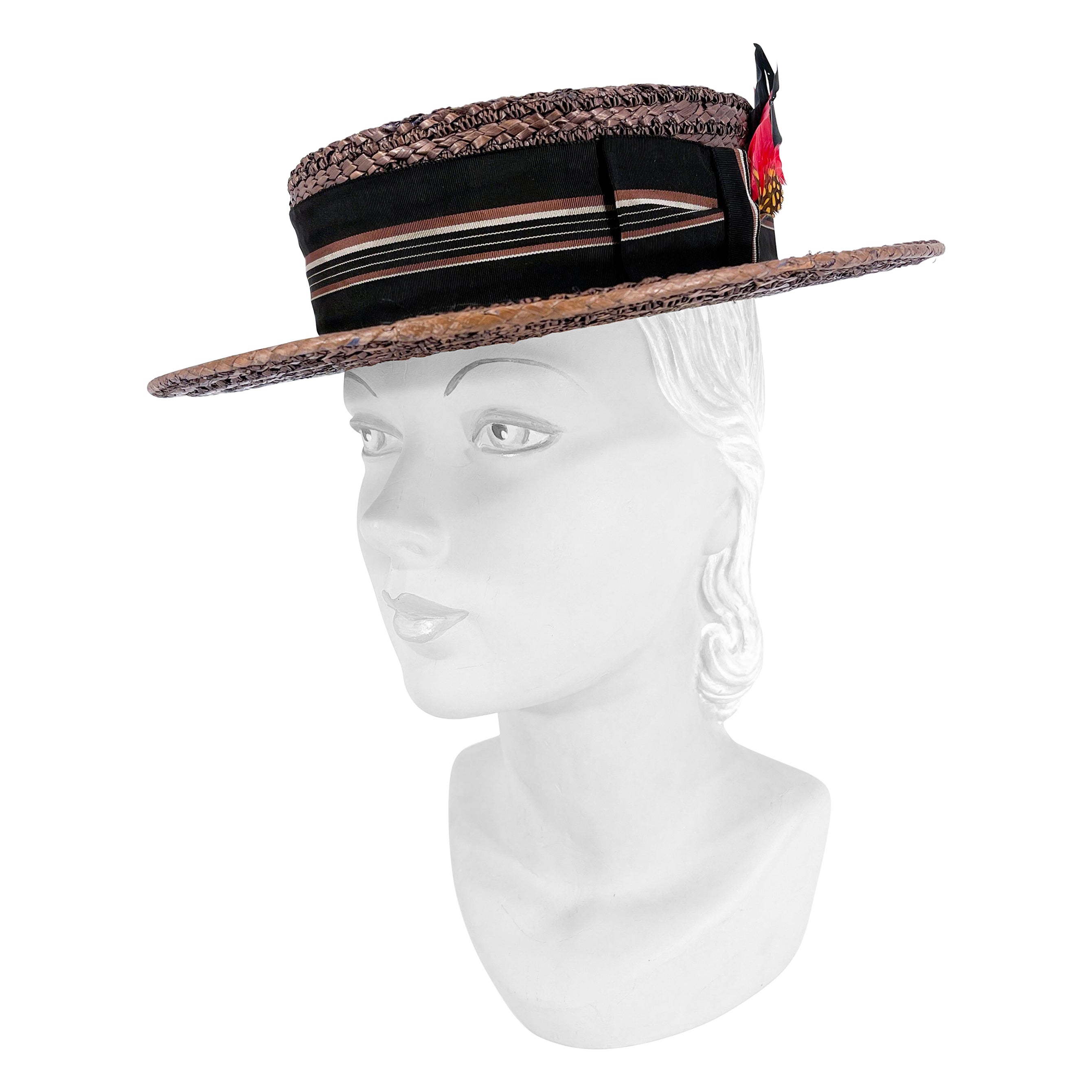 1920s Ladies Boater Hat