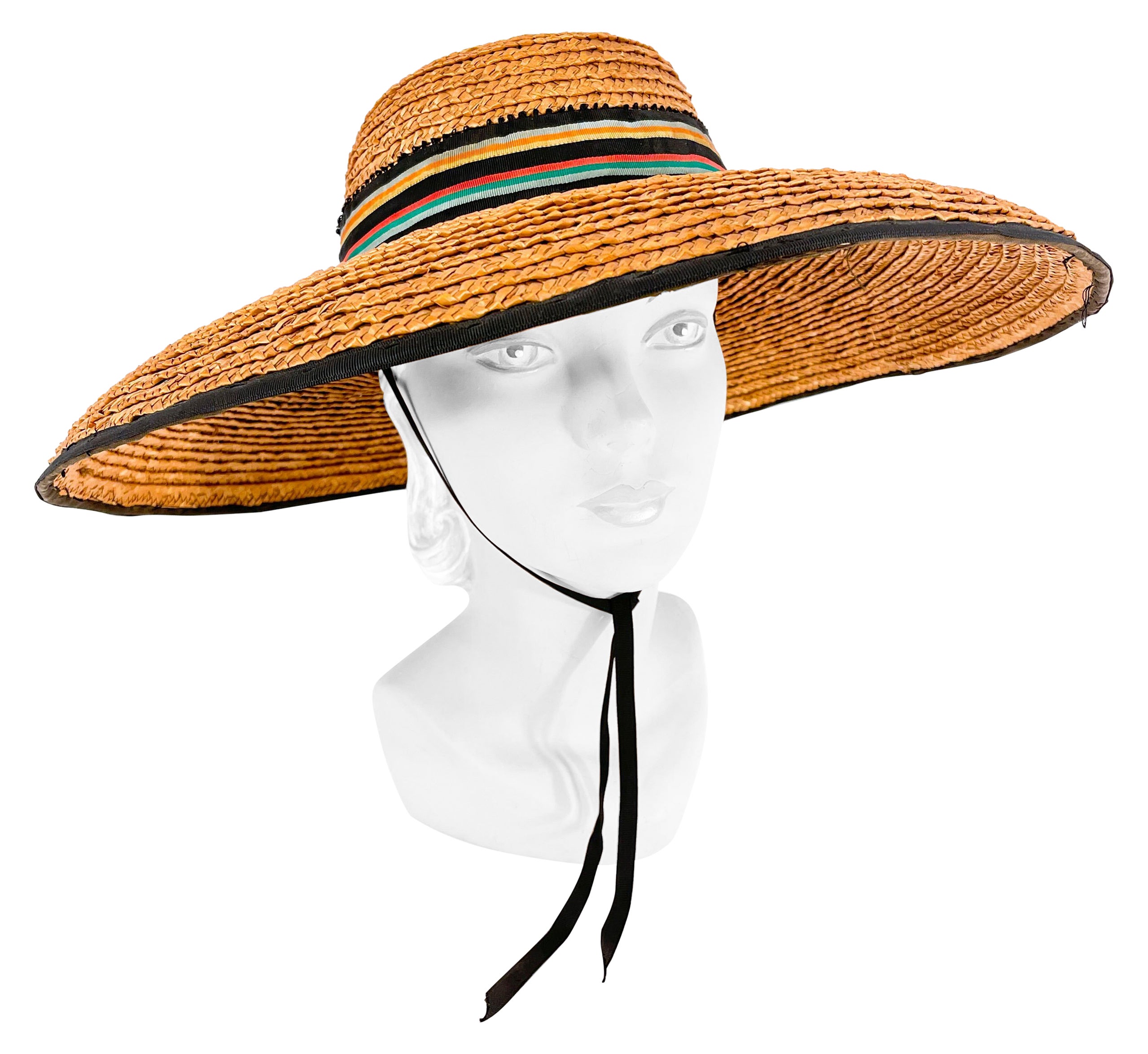 1930s Woven Straw Sun Hat For Sale