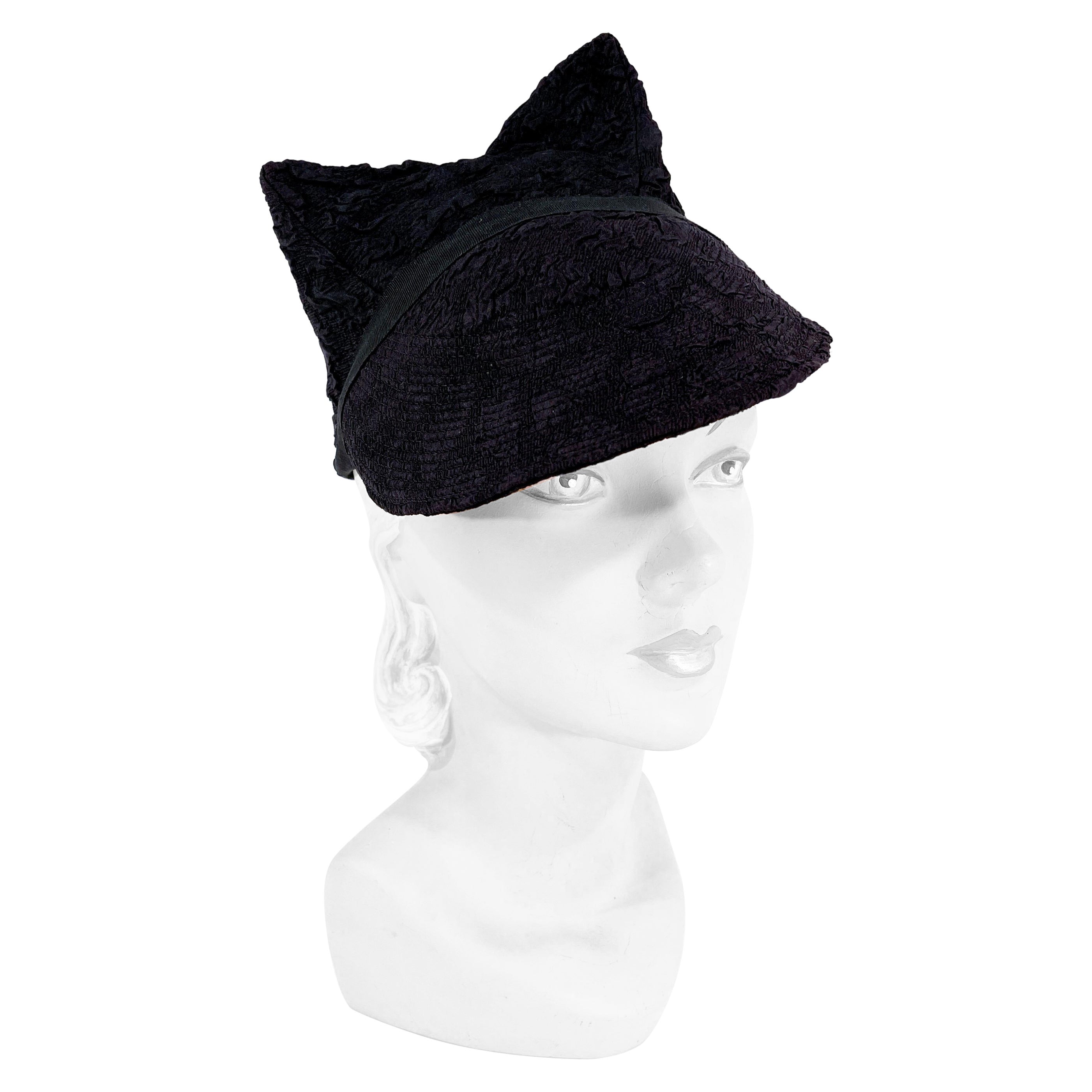 Early 1930s Black Art Deco Ladies Dress Hat