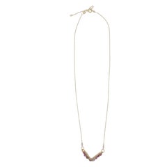 Pink Tourmaline and 14K Gold Filled Wire Wrapped Chevron Necklace 16”-18”