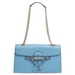 Gucci Blue Guccissima Leather Medium Emily Shoulder Bag