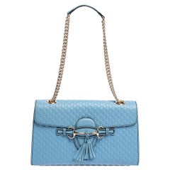 Gucci Gucci Blau Guccissima Leder Medium Emily Umhängetasche