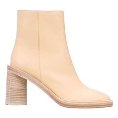 Acne Studios Beige Leather Block Heel Boots (38 EU)