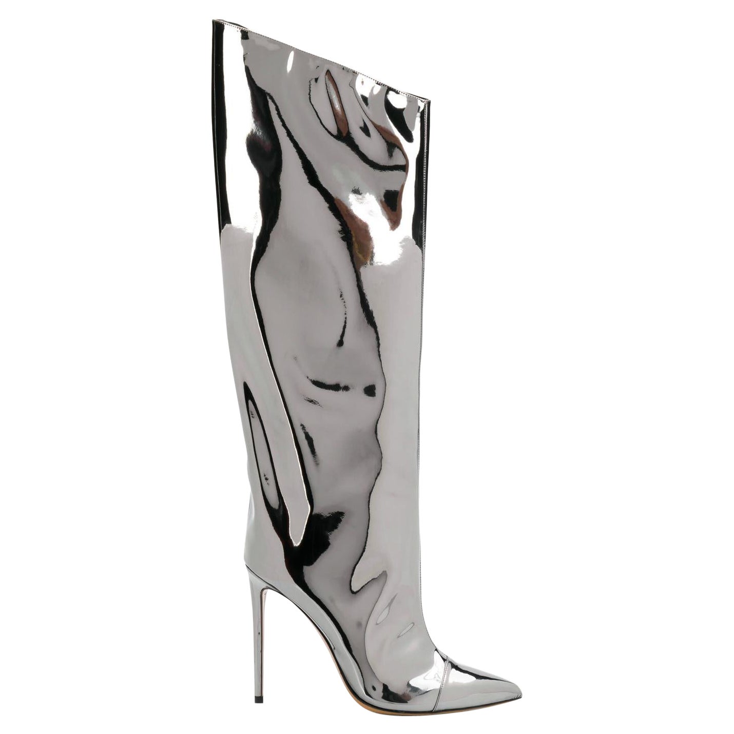 Alexandre Vauthier Alex Mirror Metallic Knee High Boots (37.5 EU)