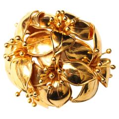 Vintage 1990s Valentino Couture Handmade Gold Brass Brooch