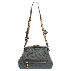 Marc Jacobs Dark Grey Quilted Fabric Little Stam Shoulder Bag