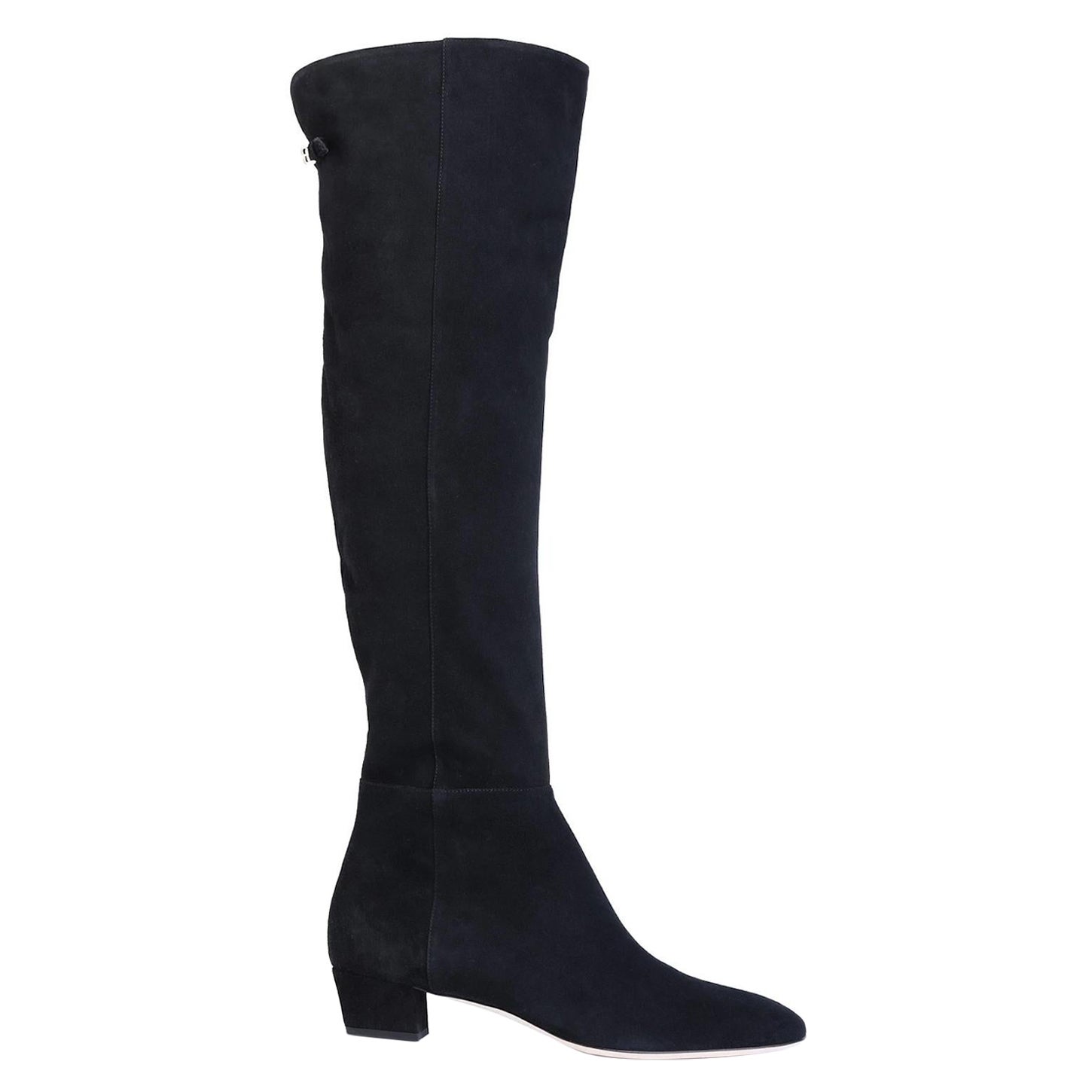 Sergio Rossi Black Suede Over the Knee Boots (40 EU) For Sale