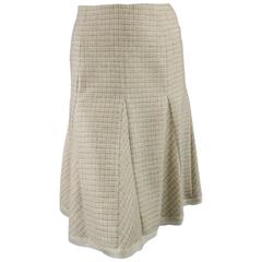 OSCAR DE LA RENTA Size 4 Beige & Brown Cashmere Blend Tweed Leated Pencil Skirt 8