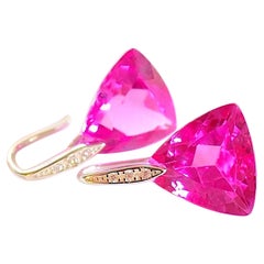 Hot Pink Topaz Earrings 