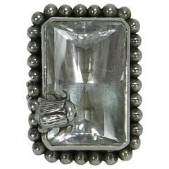 Stephen Dweck fabulous sterling silver & white topaz ring with beetle 7