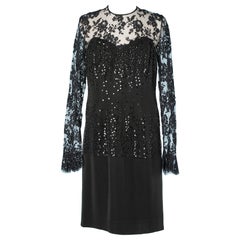 Black evening dress with sequins and lace Hanae Mori